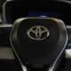 a close up of a steering wheel of a car