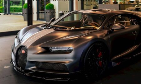 a very nice looking car in a big room