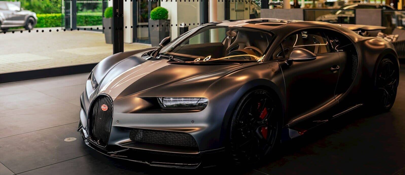 a very nice looking car in a big room
