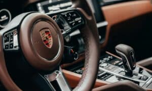 black and brown nissan steering wheel