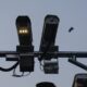 a couple of lights that are on a pole