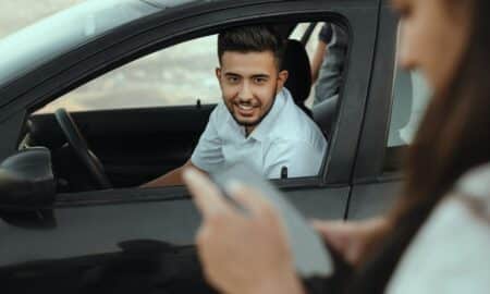 a man in a car