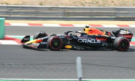 a red bull racing car on a race track