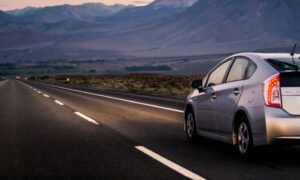 vehicle driving through empty road