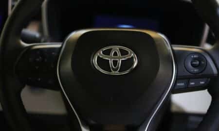 a close up of a steering wheel of a car