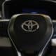 a close up of a steering wheel of a car