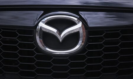 a close up of the front grill of a car