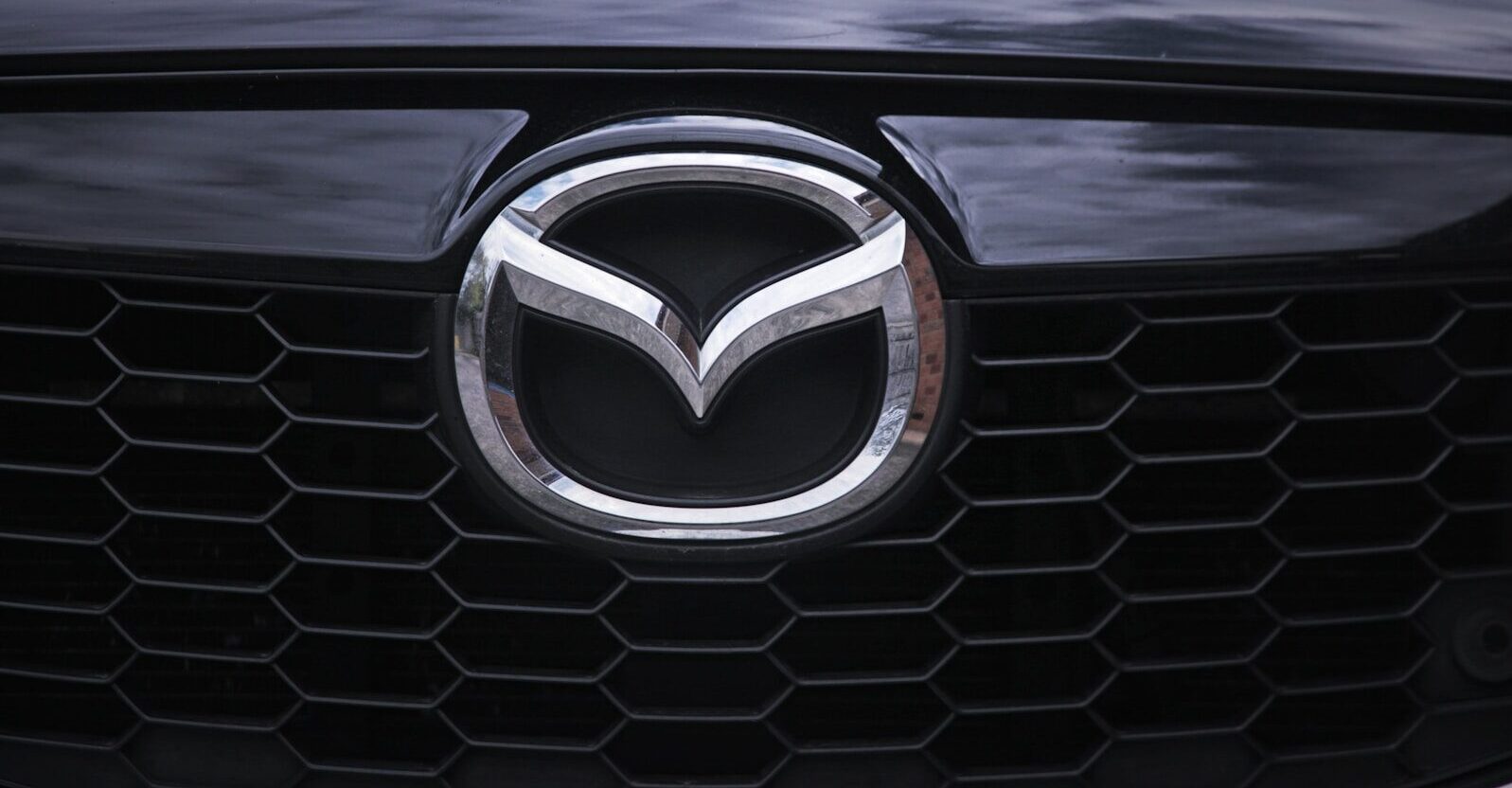 a close up of the front grill of a car