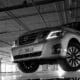 grayscale photo of bmw car