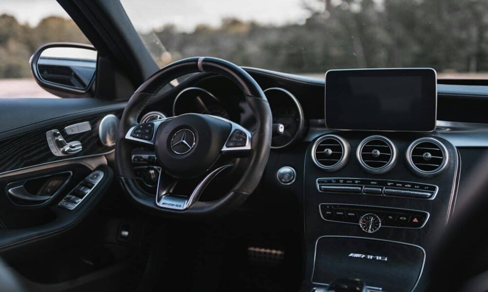 black mercedes benz car interior