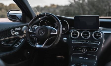 black mercedes benz car interior