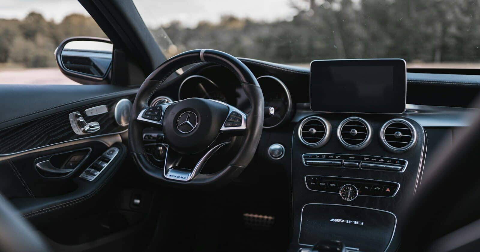 black mercedes benz car interior