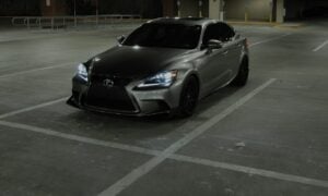 a car parked in a parking garage