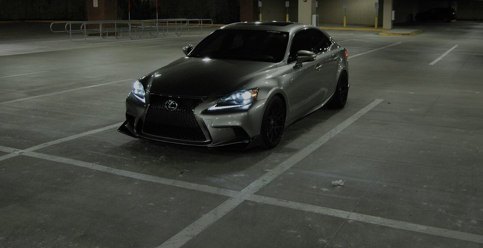a car parked in a parking garage