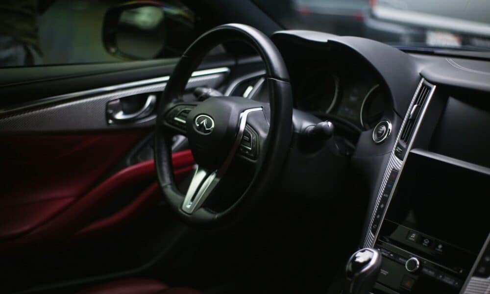 black and silver mercedes benz steering wheel