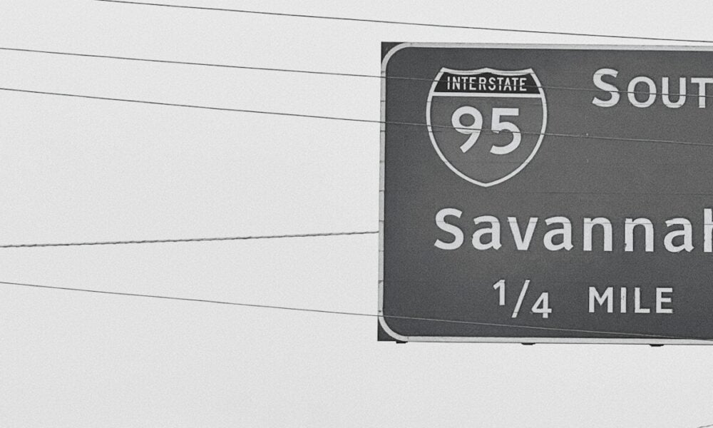 I-95 south sign pointing towards savannah
