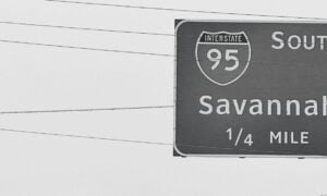 I-95 south sign pointing towards savannah