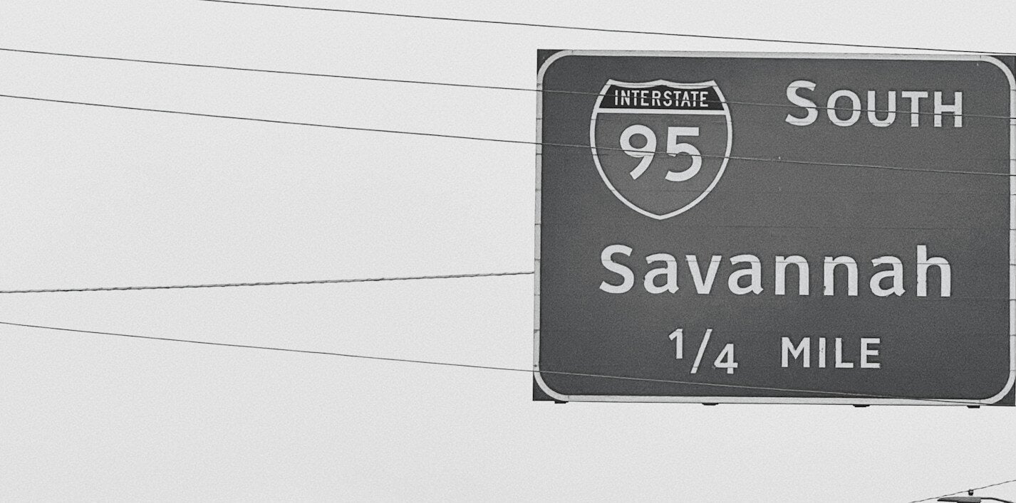 I-95 south sign pointing towards savannah